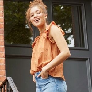Universal thread Women's burnt orange with embroidered detail blouse size L